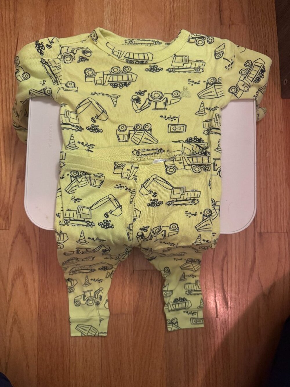 Gap Baby Toddler Organic Cotton Construction Truck PJ Set (Neon Yellow)